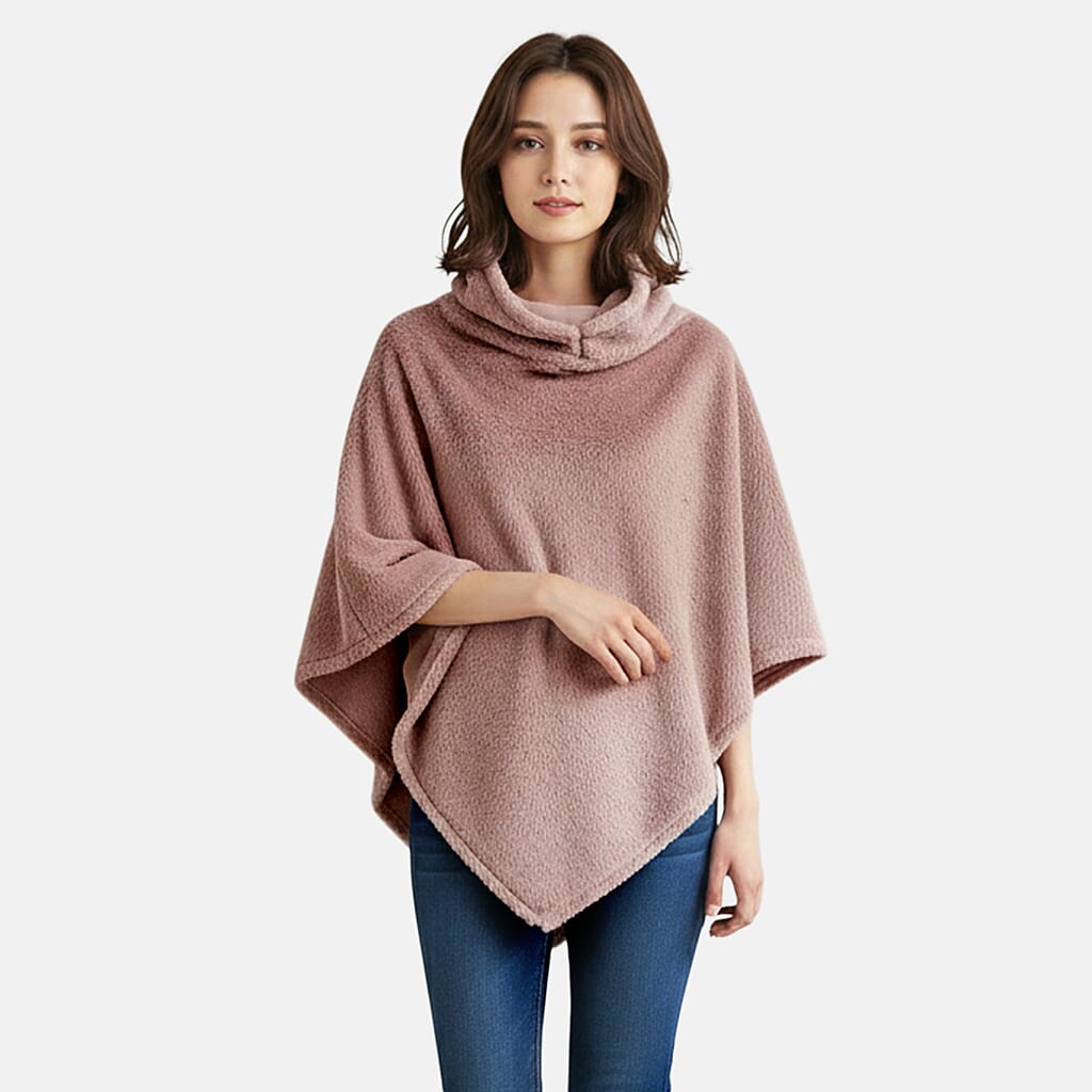 shop lc Tamsy Blush Poncho with Hoodie - One Size Fits Most