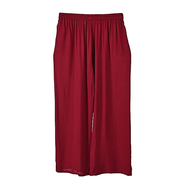 Shop Lc TAMSY Brick Red Floral Embroidered Lounge Pant With Two Pockets – One Size Fits Most