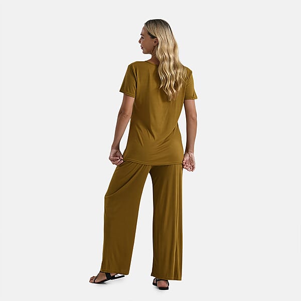 Shop Lc TAMSY Citrine Jersey Knit 2 Piece Set With Front Rouche – One Size Fits Most