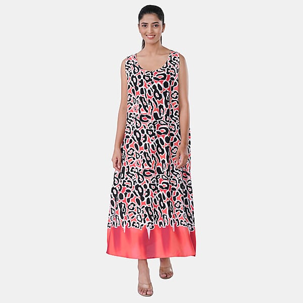 Shop Lc TAMSY Coral Leopard Sleeveless A-Line Midaxi Dress - One Size Fits Most