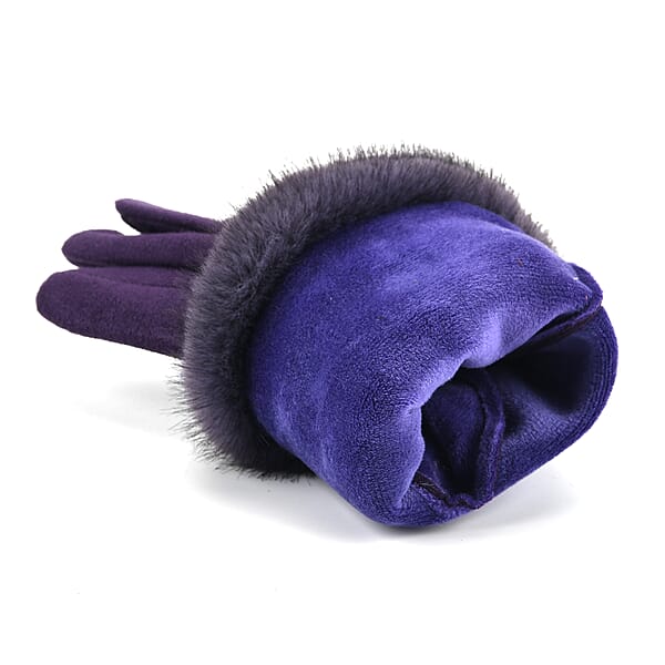 Shop Lc Tamsy Dark Purple Faux Fur Gloves With Screen Touch Function