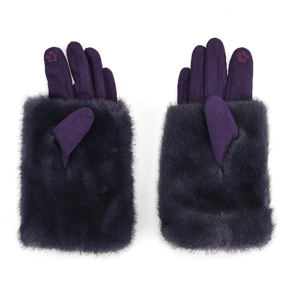 shop lc Tamsy Dark Purple Faux Fur Gloves with Screen Touch Function