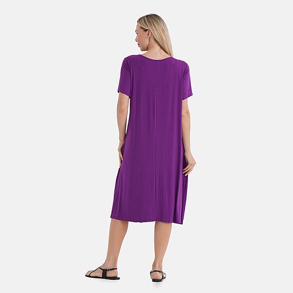 Shop Lc TAMSY Eggplant Solid Knit Summer House Dress With Sleeves - One Size Fits Most