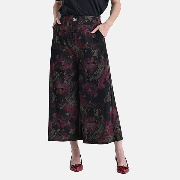 Shop Lc TAMSY Fuchsia Printed Wide Leg Capri Pant With Pockets - S/M