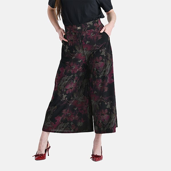Shop Lc TAMSY Fuchsia Printed Wide Leg Capri Pant With Pockets - S/M