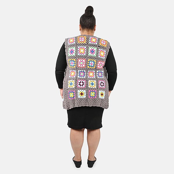 Shop Lc Tamsy Gray Traditional Handwoven Crochet Vest - One Size Fits Most