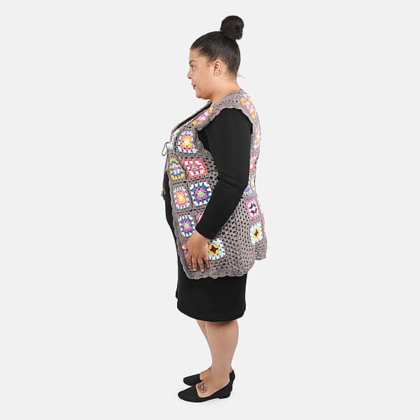 Shop Lc Tamsy Gray Traditional Handwoven Crochet Vest - One Size Fits Most