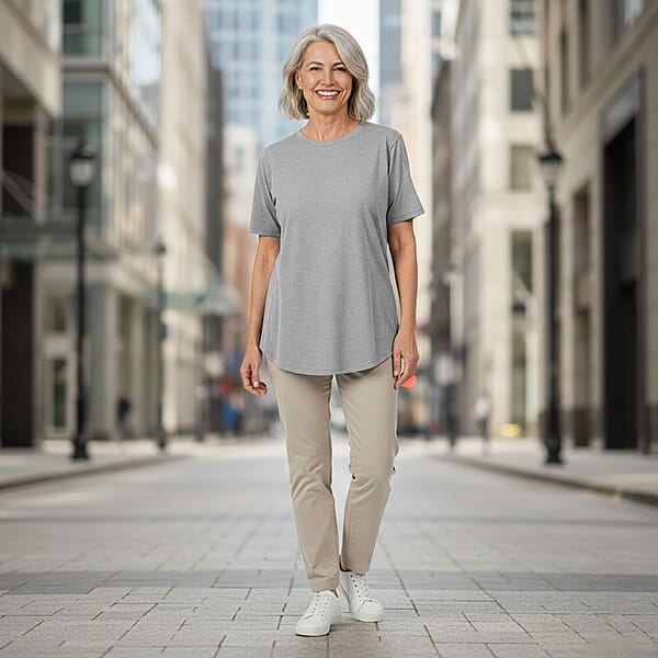 Shop Lc Tamsy Grey Cotton Stretch Jersey Tunic Tee - S