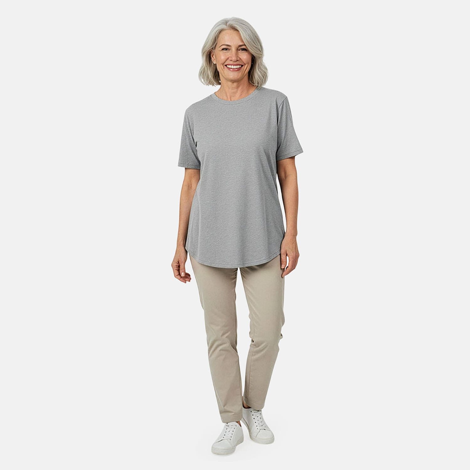 shop lc Tamsy Grey Cotton Stretch Jersey Tunic Tee - S