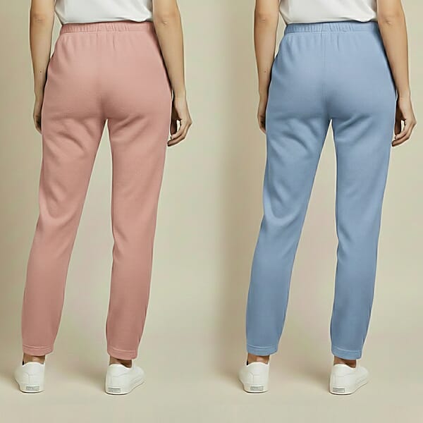 Shop Lc Tamsy Light Blue And Dusty Rose 2pcs Pajama Trousers - One Size Fits Most