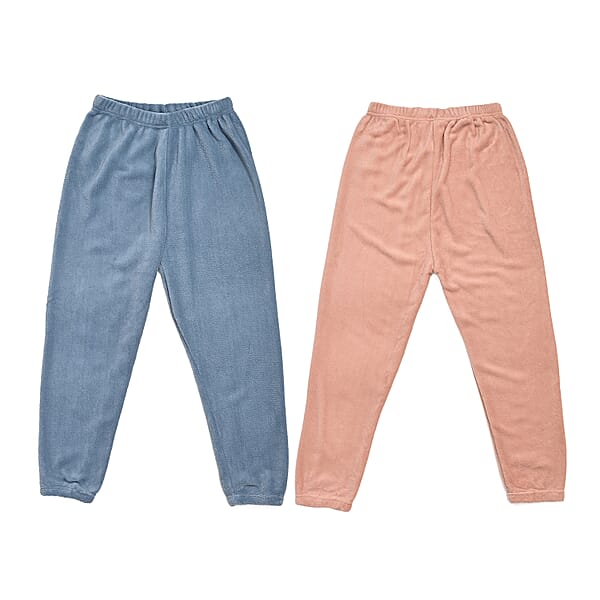 Shop Lc Tamsy Light Blue And Dusty Rose 2pcs Pajama Trousers - One Size Fits Most