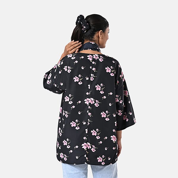Shop Lc TAMSY Light Pink Floral 3 Piece Kimono Scarf And Scrunchie Set - One Size Fits Most