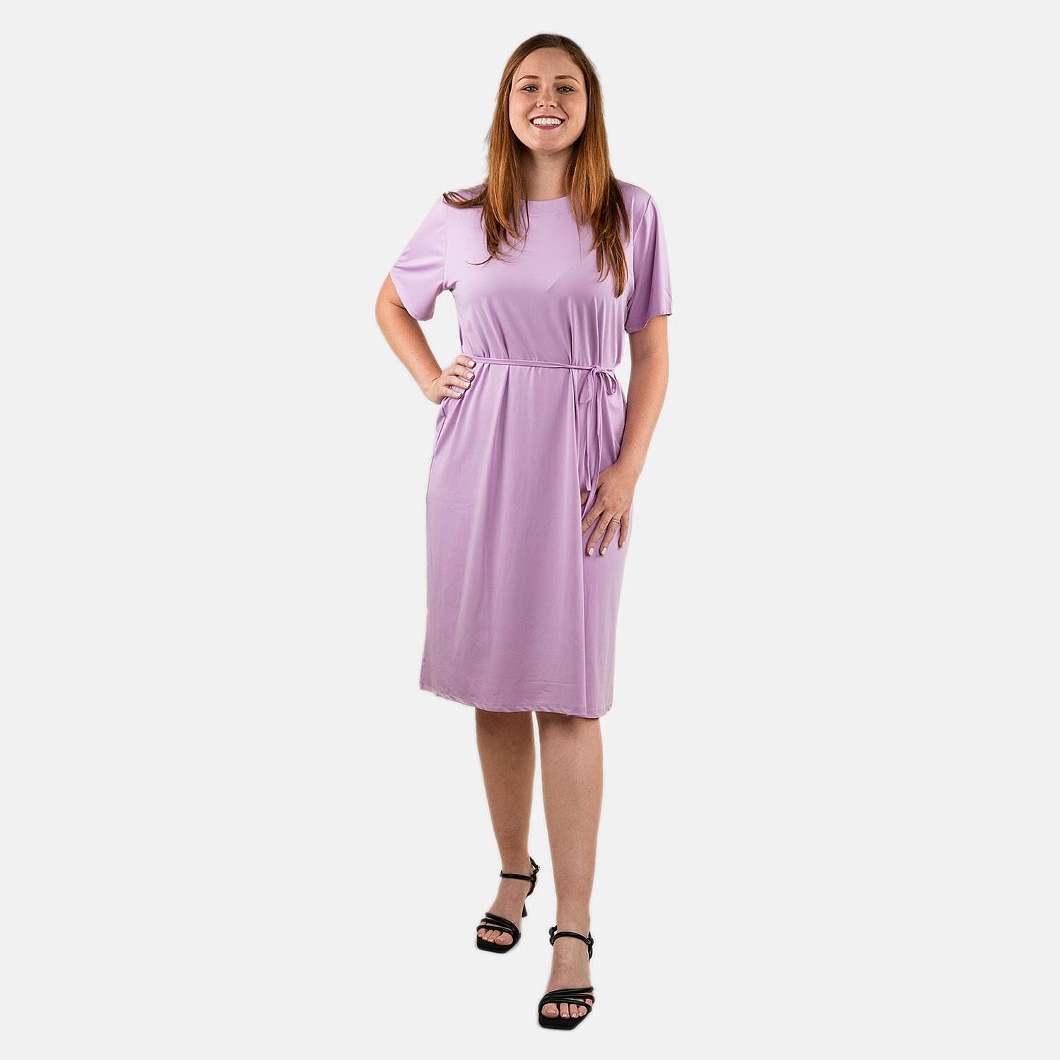 shop lc Tamsy Lilac Midi Dress with Removable Waist Tie - US Medium