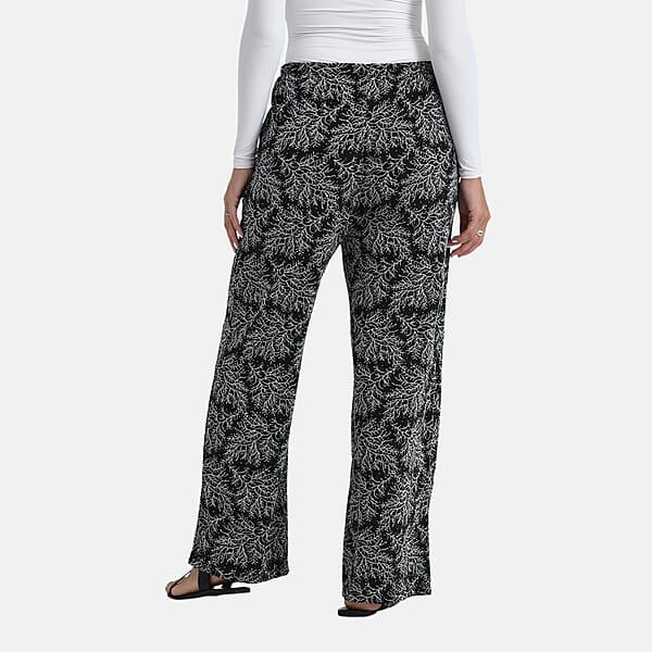 Shop Lc TAMSY Metallic Silver Leaf Print Pant With Fabric Waist Belt – One Size Fits Most