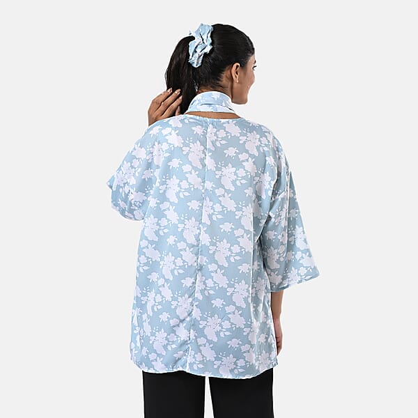 Shop Lc TAMSY Mint 3 Piece Kimono Scarf And Scrunchie Set - One Size Fits Most