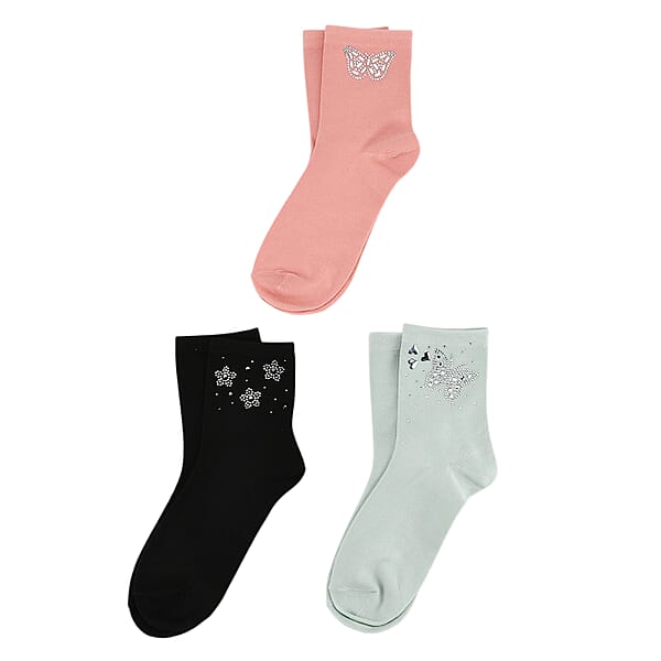 Shop Lc Tamsy Multi Color Crystal Butterfly And Heart 5pairs Ankle Socks