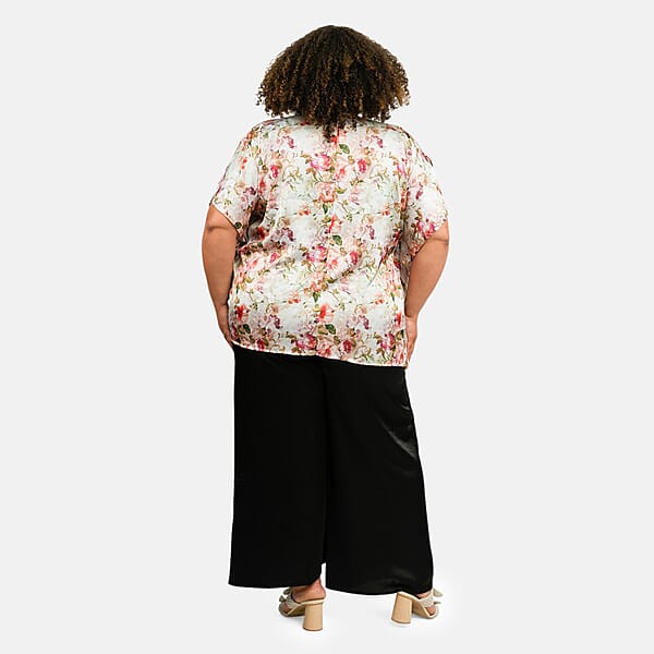 Shop Lc Tamsy Multi Floral Digitally Printed 2 Piece Satin Pant And Blouse Set - One Size Fits Most