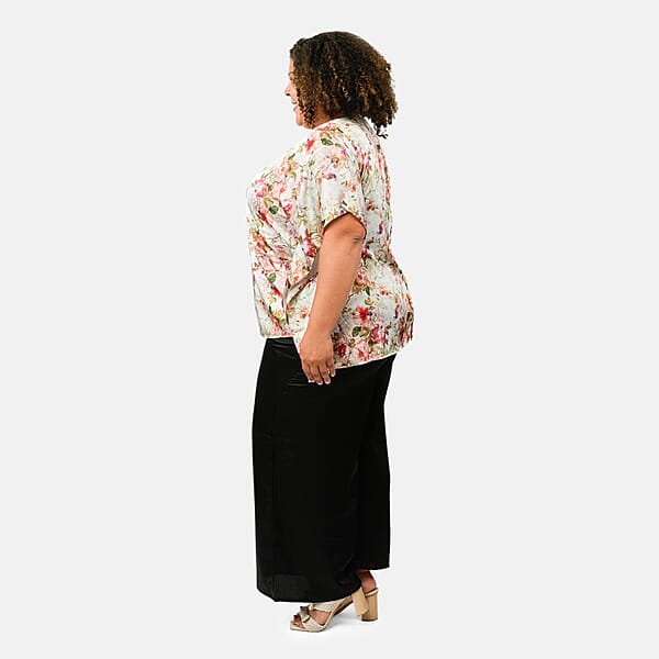 Shop Lc Tamsy Multi Floral Digitally Printed 2 Piece Satin Pant And Blouse Set - One Size Fits Most