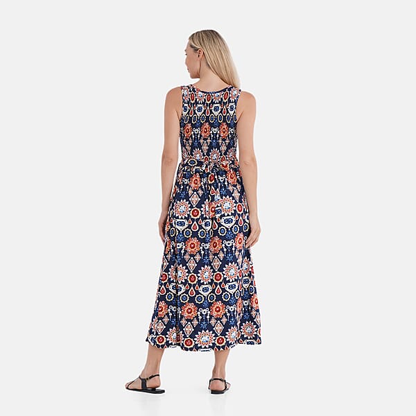 Shop Lc TAMSY Multi Gemstone Smocked Sleeveless Double Knit Dress With Waist Tie - One Size Fits Most