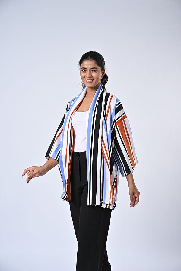 Shop Lc TAMSY Multi Stripe 3 Piece Kimono Scarf And Scrunchie Set - One Size Fits Most