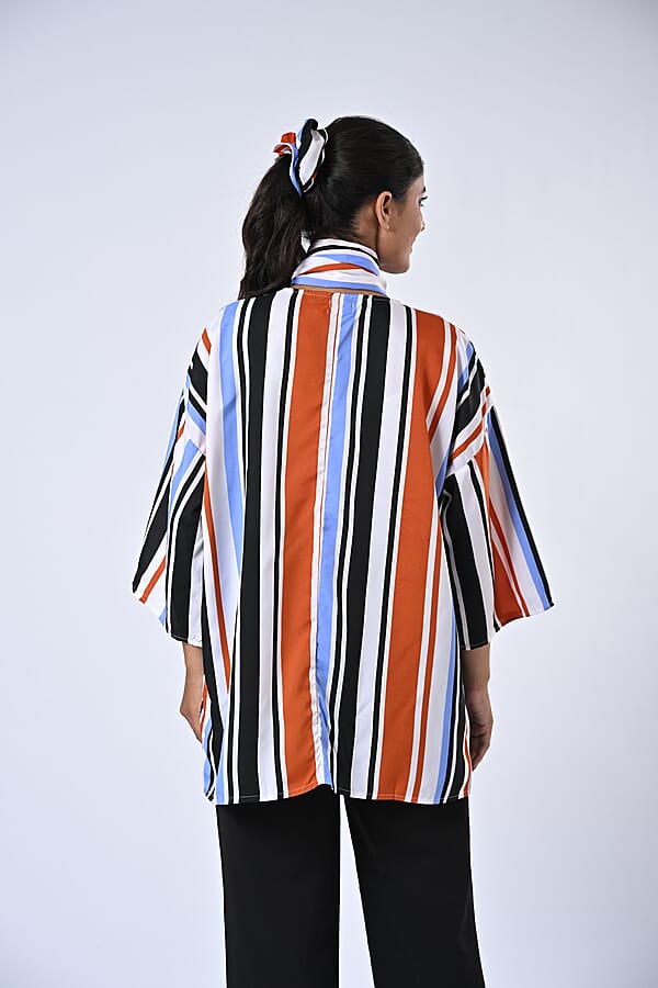 Shop Lc TAMSY Multi Stripe 3 Piece Kimono Scarf And Scrunchie Set - One Size Fits Most
