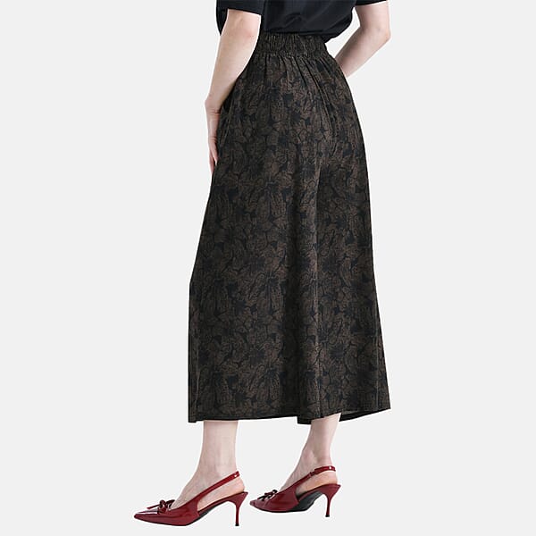 Shop Lc TAMSY Navy Floral Printed Wide Leg Capri Pant With Pockets - S/M