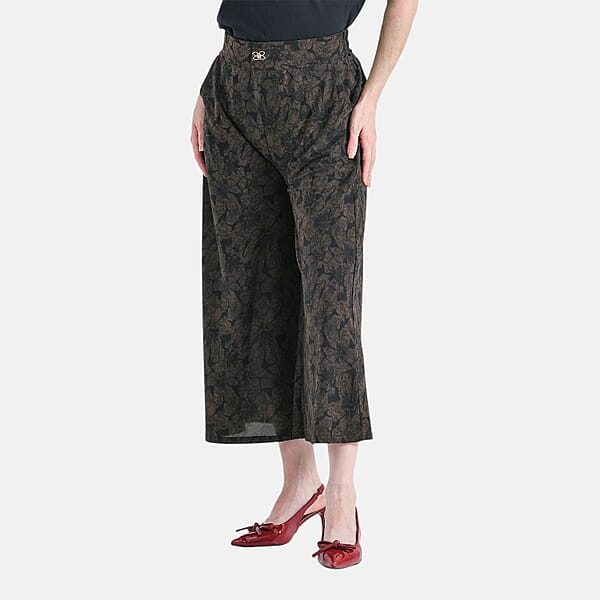 Shop Lc TAMSY Navy Floral Printed Wide Leg Capri Pant With Pockets - S/M
