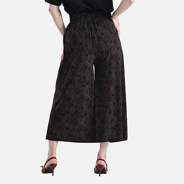 Shop Lc TAMSY Navy Floral Printed Wide Leg Capri Pant With Pockets - S/M