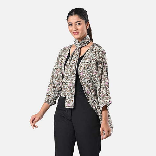 Shop Lc TAMSY Olive Floral 3 Piece Kimono Scarf And Scrunchie Set - One Size Fits Most