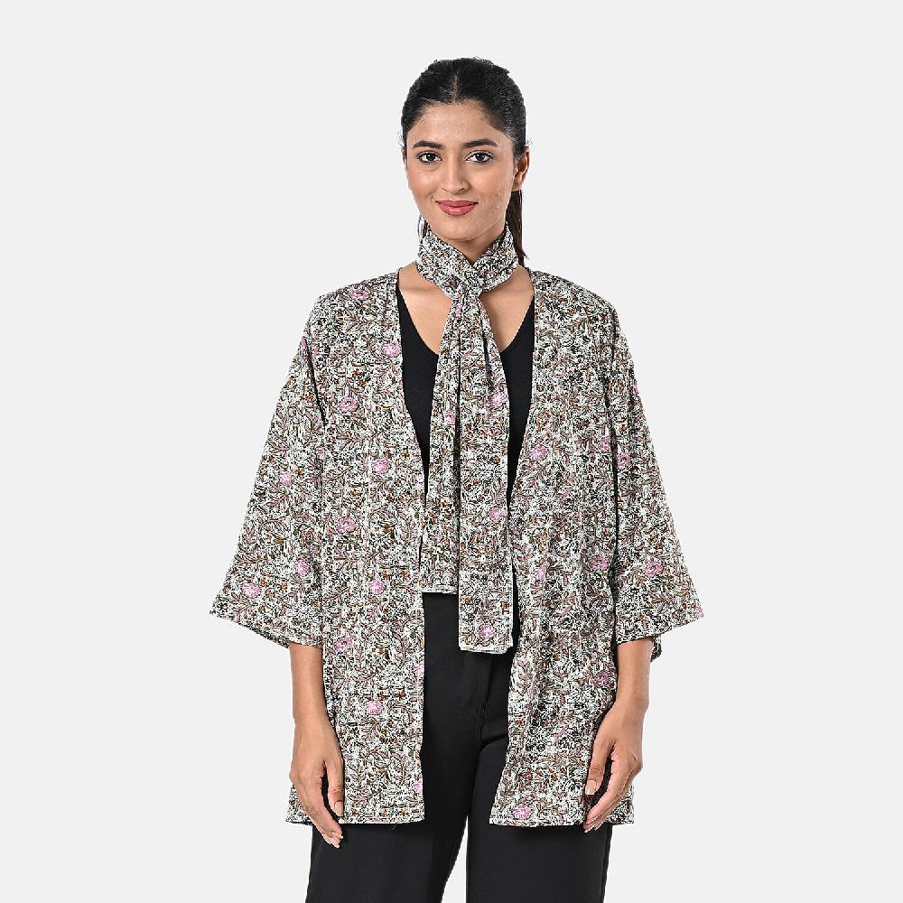 shop lc TAMSY Olive Floral 3 Piece Kimono Scarf and Scrunchie Set - One Size Fits Most