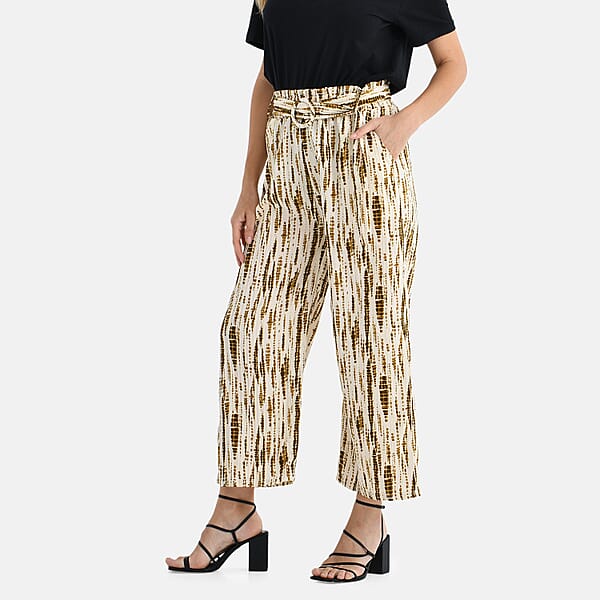 Shop Lc TAMSY Olive Tie Dye High Waist Wide Leg Belted Pant With Pockets - One Size Fits Most