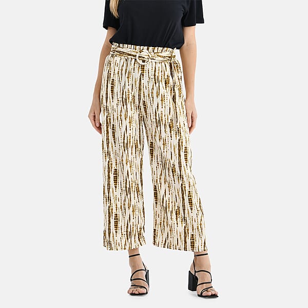 Shop Lc TAMSY Olive Tie Dye High Waist Wide Leg Belted Pant With Pockets - One Size Fits Most