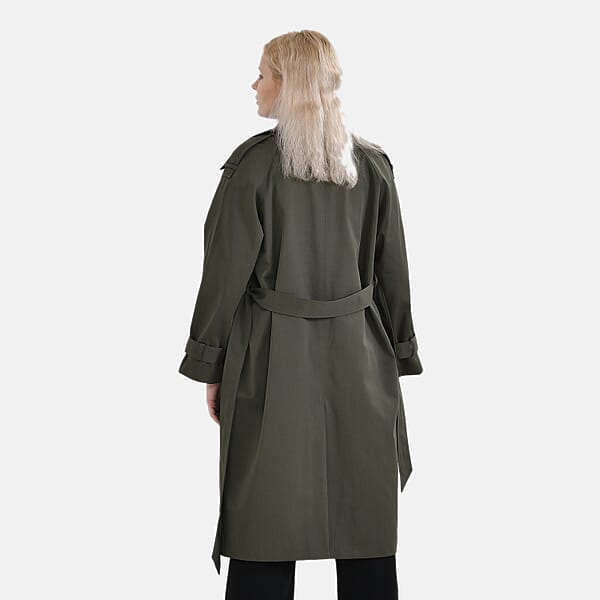 Shop Lc Tamsy Olive Water Resistant Trench Coat With Waist Belt And Pockets – L