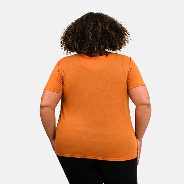 Shop Lc Tamsy Orange Cross Front Slub Knit T-shirt - One Size Missy