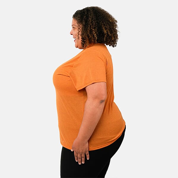 Shop Lc Tamsy Orange Cross Front Slub Knit T-shirt - One Size Missy
