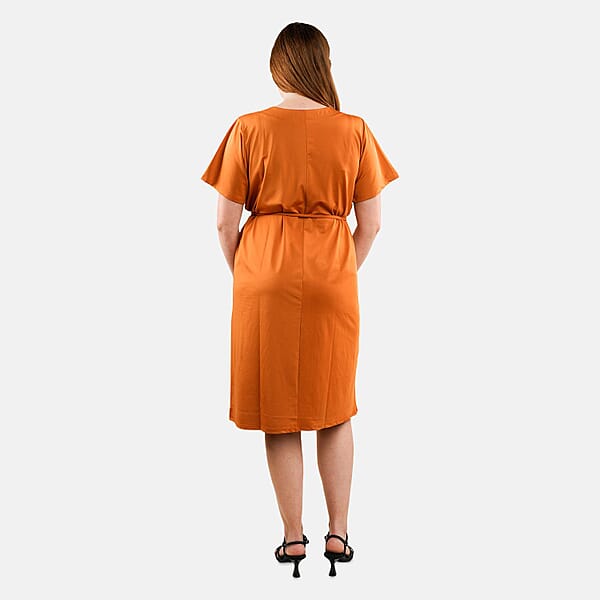 Shop Lc Tamsy Orange Midi Dress With Removable Waist Tie - US Medium