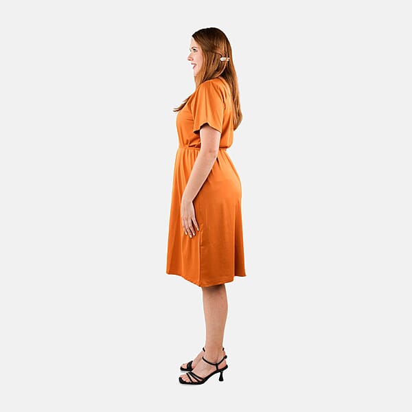 Shop Lc Tamsy Orange Midi Dress With Removable Waist Tie - US Medium