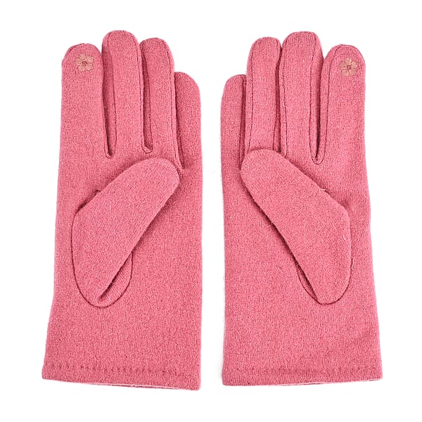 Shop Lc Tamsy Pink Cashmere Wool Gloves With 2 Fingers Screen Touch