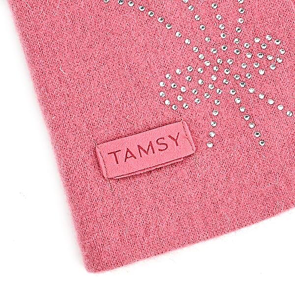 Shop Lc Tamsy Pink Cashmere Wool Gloves With 2 Fingers Screen Touch