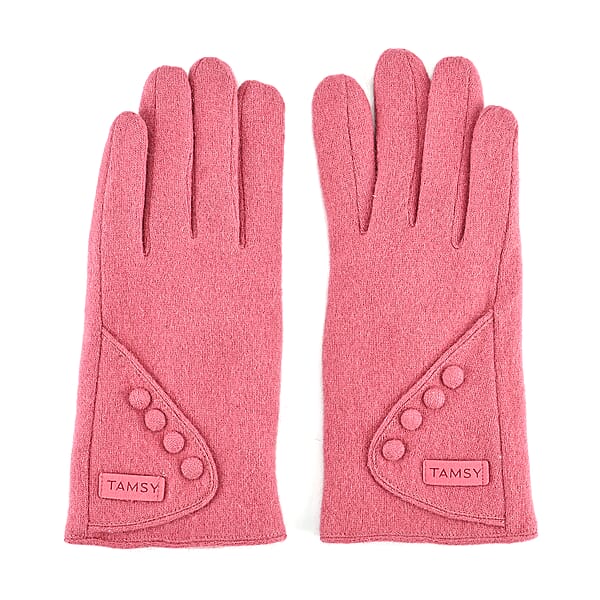 Shop Lc Tamsy Pink Cashmere Wool Gloves With 2 Fingers Screen Touch - Large