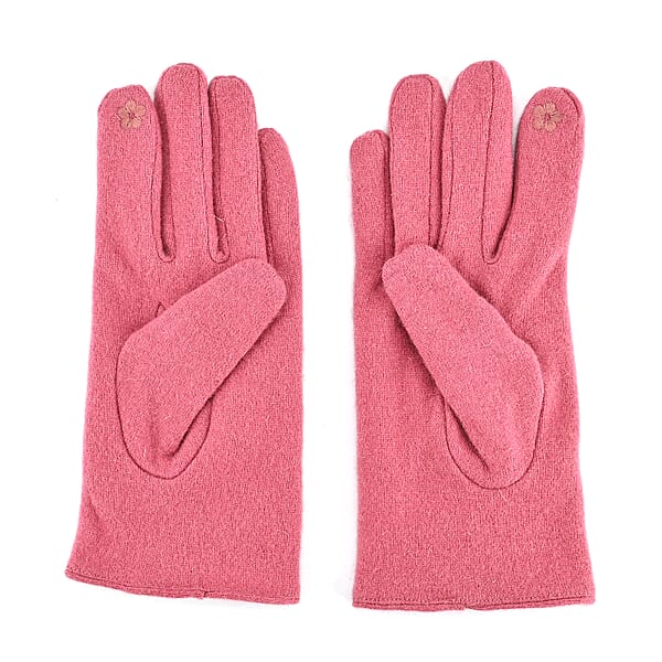 Shop Lc Tamsy Pink Cashmere Wool Gloves With 2 Fingers Screen Touch - Large