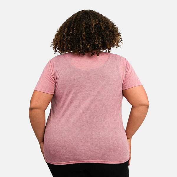 Shop Lc Tamsy Pink Cross Front Slub Knit T-shirt - One Size Missy