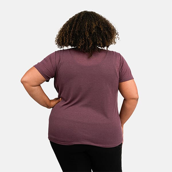 Shop Lc Tamsy Plum Cross Front Slub Knit T-shirt - One Size Missy