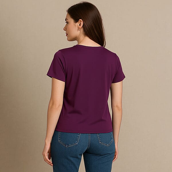 Shop Lc Tamsy Purple Butterfly Crystal Bejeweled And Lace Short Sleeve Shirt - One Size Fits Up To XLarge