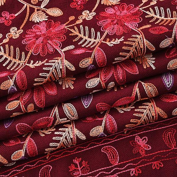 Shop Lc Tamsy Red Embroidered Polyester Woven Scarf With Fringe – One Size