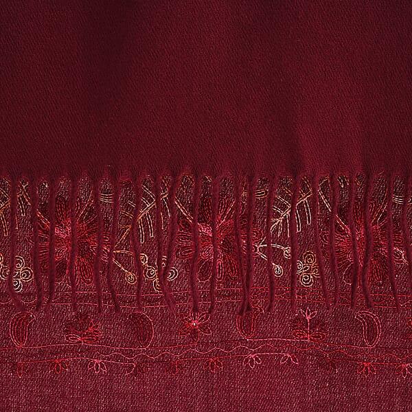Shop Lc Tamsy Red Embroidered Polyester Woven Scarf With Fringe – One Size