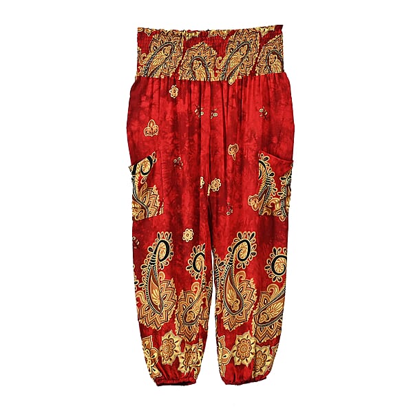 Shop Lc Tamsy Red Paisley Harem Pant With 2 Pockets - One Size Fits Most