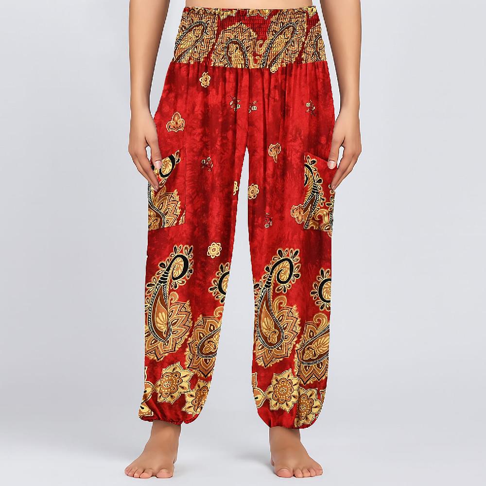 shop lc Tamsy Red Paisley Harem Pant with 2 Pockets - One Size Fits Most