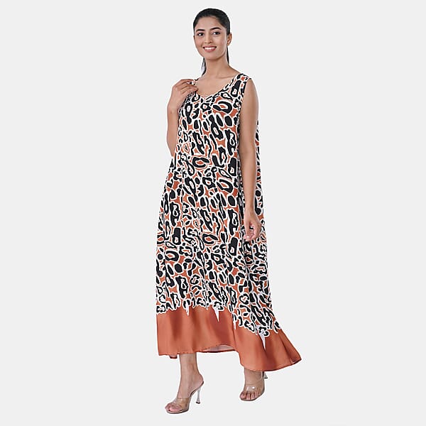 Shop Lc TAMSY Rust Leopard Sleeveless A-Line Midaxi Dress - One Size Fits Most