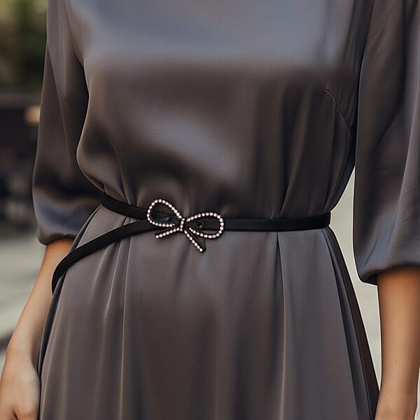 Shop Lc Tamsy Set Of 2 Bow And Infinity Shape Charm Belt - Black